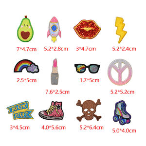 Factory Directly Lipstick Lighting Avocado Peace Sunglasses Shoes Rocket Iron on Embroidery <strong>Patches</strong> for Decoration - Product Image 3