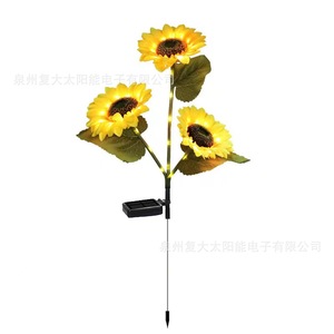 Lámpara Solar de Jardín con Forma de Girasol, 3 Cabezas, con Panel Solar, Resistente al Agua, Decoración para Exteriores - Product Image 5