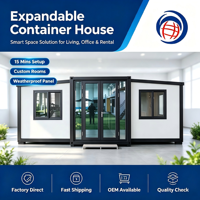Villas préfabriquées pliantes en acier extensible de 20 et 40 pieds avec design moderne du milieu du siècle pour supermarchés et usage extérieur