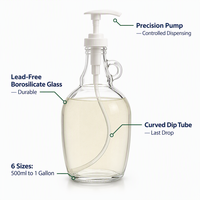 Grande bouteille distributrice en verre avec pompe 500ml 1L 1.5L 2L 3L 4L 1 Gallon avec poignée pour lessive liquide et détergent – Vente en gros