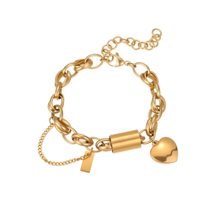 Chaîne pendentif en forme de cœur à la mode, en acier inoxydable, bracelet - ne se décolore pas, unique, de niche, de style européen. - Product Image 6