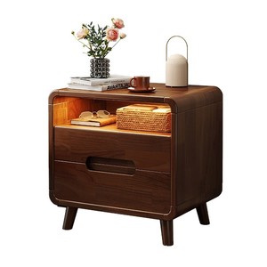 Solid wood bedside table, <b>small</b> side table, storage <b>cabinet</b>, and natural wood style. - Product Image 5