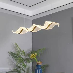 Lampadario Moderno a Onda in Acrilico LED Stile Nordico Lampadario Lineare Speciale in Acrilico LED 120cm Luce a Sospensione Lineare a Nastro da Soffitto per Ufficio - Product Image 5