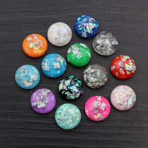 Mode 40 pièces/lot 12mm 8mm 10mm couleurs mélangées feuille de métal intégrée dos plat résine Cabochons Cameo pour bricolage fournitures de fabrication de bijoux - Product Image 6