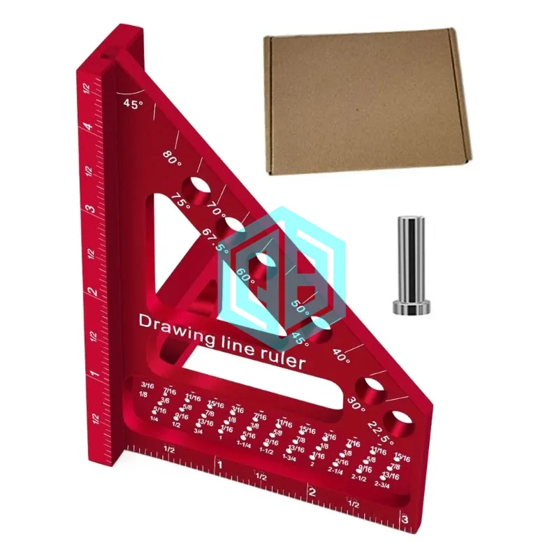 3D 멀티 앵글 측정 눈금자 45/90 도 목공 사각 각도기 그리기 라인 눈금자 마이터 통치자 구멍 서기 도구