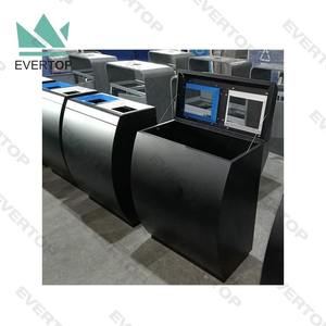 Cubo de <span class=keywords><strong>basura</strong></span> y reciclaje doble de cuerpo curvo, 2 compartimentos, cubos de <span class=keywords><strong>basura</strong></span> de reciclaje, centros comerciales, cubo de <span class=keywords><strong>basura</strong></span> de 2 compartimentos, cubo de <span class=keywords><strong>basura</strong></span> negro - Product Image 3