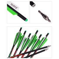 Flèche d'arbalète de tir à l'arc, boulon d'arbalète OD 8.8mm flèche d'arbalète en caoutchouc vert et blanc plume flèche en carbone mixte