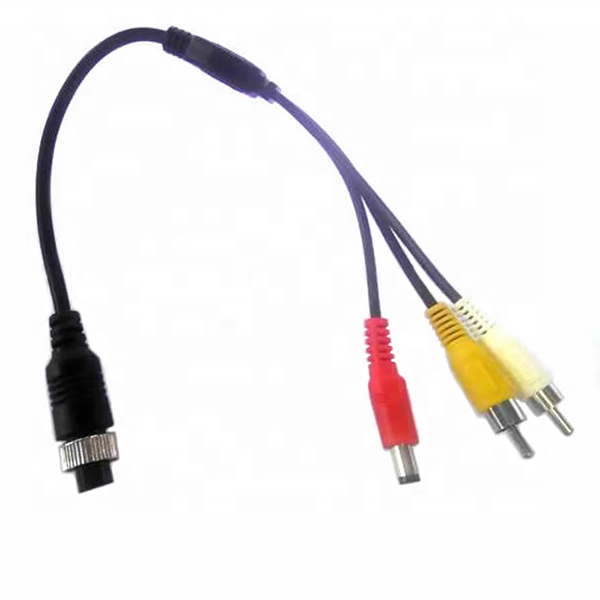 OEM M12 4pin Aviation Head to RCA Extension Cable AV Video Audio Adapter Cable for Car Monitor Camera Vehicle Reversing System