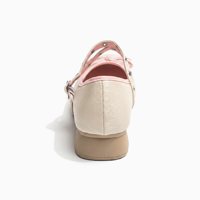 Chaussures Mary Jane pour femmes, bout rond, talon épais, en PU, double bride, nœud, logo personnalisé, faible MOQ, vente en gros pour usage décontracté – Fabrication OEM/ODM