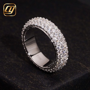 Bague de Fiançailles et de Mariage Empilable en Argent 925, Entièrement Pavée de Diamants de Laboratoire Créés, Luxe, Faible MOQ, Vente Directe Usine - Product Image 4