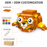Ensemble de blocs de construction interactifs Tigre personnalisé de 181 pièces, jouet de construction STEM avec bouton poussoir pour animaux mobiles, marque privée OEM