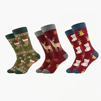 Chaussettes en coton pour hommes, motif jacquard festif de Noël, chaussettes décontractées pour les fêtes de fin d'année, cadeau de Noël