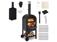 Four à pizza d'extérieur Feu de bois avec couvercle étanche Gril à pizza en acier autoportant Pizza Maker Camping Cooker