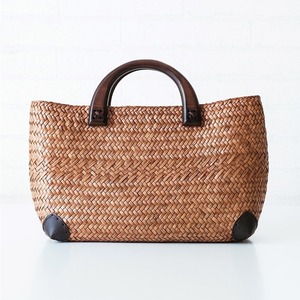 Basit sanat dokuma tote Retro Rattan saman dokuma Handy plaj el çantası el yapımı hasır çanta - Product Image 2