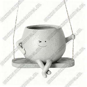 Pop carino Ssmiley faccia Swing vaso di fiori decorazione di personalità vaso di cartone animato resina decorazione succulenta appesa vaso di fiori - Product Image 5