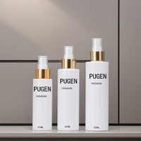 Bouteille pulvérisateur fine en plastique PET blanc de 50 ml à 500 ml avec pompe dorée ou argentée, en stock, pour shampoing, sérigraphie, faux cils