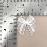 Hanfan 100% Polyester, Nœuds imprimés à la feuille d'argent, Dentelle en gaze filet, Mini bijoux faits main DIY, Décoration capillaire papillon pour enfants