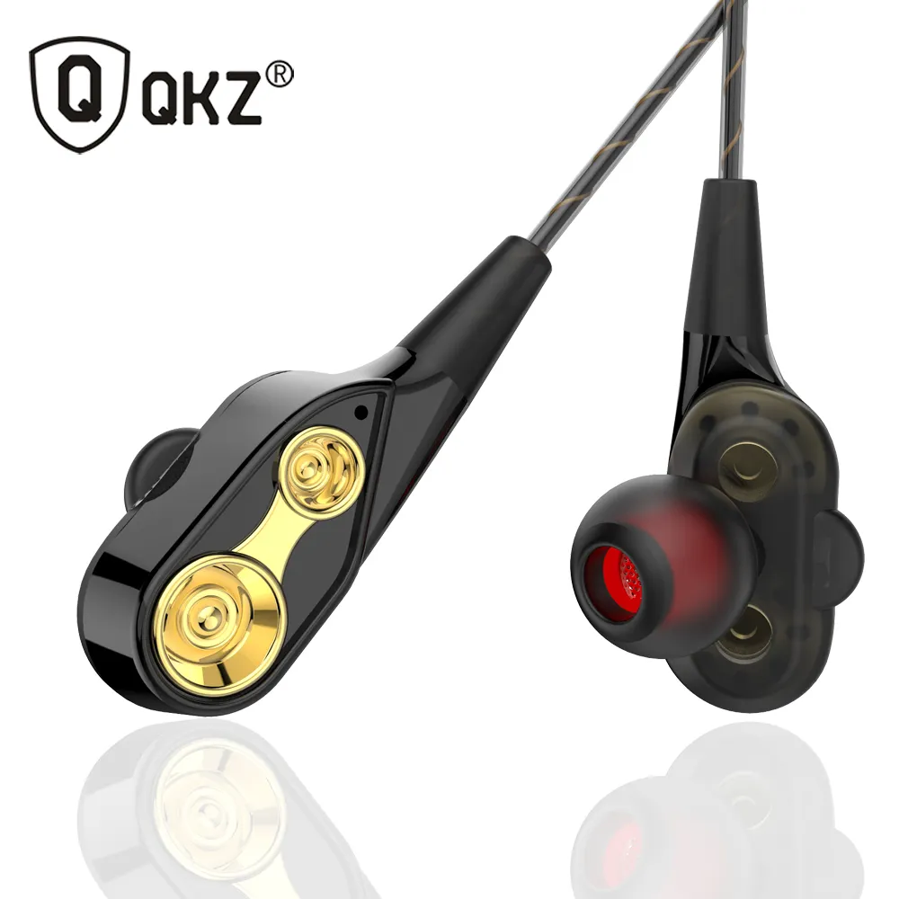 QKZ CK8 Earphone & Headphone Hi Res Earphone Harga Termurah Penyumbat Telinga Unit Ganda Empat Speaker Headphone Hifi