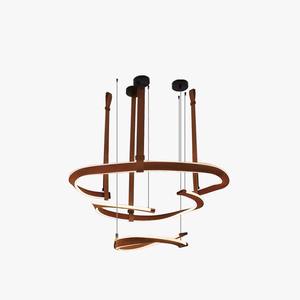 Lámpara de Techo de Diseño Italiano Posmoderno para Salas de Estar y Comedores, Lámpara Colgante Circular de Cuero Minimalista - Product Image 4