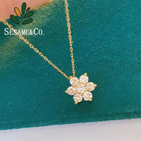 Collier pendentif chinois en or véritable 18K, bijoux en diamant véritable pour femmes, collier de fleurs en or jaune AU750