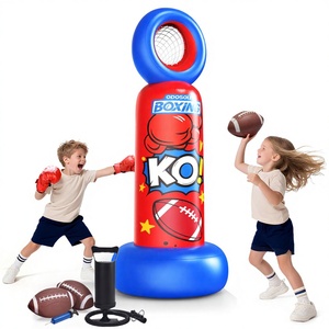 Offre Spéciale : Ensemble de Boxe Autonome Gonflable 2-en-1 pour Enfants, 68,8 Pouces, avec Jeu de Lancer de Ballon de Football, Robuste, pour Karaté et Taekwondo - Product Image 1