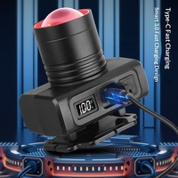 Linterna Frontal LED Recargable con Sensor de Movimiento, USB-C, Largo Alcance de 500m, Zoom Ajustable, Impermeable, para Camping y Caza