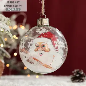Wholesale 10cm Clear Glass Printing Christmas Balls And Star Xmas Man And Snowman Christmas Tree Decoration Baubles Pendant
