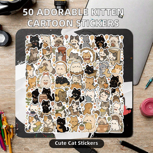 Adhesivos de PVC con Dibujos Animados de Gatitos Adorables para Decoración del Hogar, Uso Creativo en Autos y Cuadernos - Product Image 2