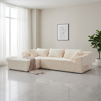 Weißes Modulares L-förmiges Ecksofa mit Tiefsitz Modulares Knochenloses Dickes Stoffsofa Modernes Design für Schlafzimmer