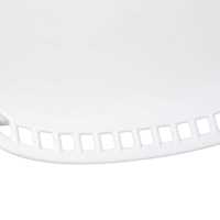 Chaise en plastique à lattes verticales blanches |   Chaise de salle à manger d'extérieur empilable