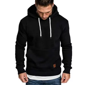 clothing manufacturers overseas High quality custom hoodie men patched & Drawstring Detail blank french terry hoodies