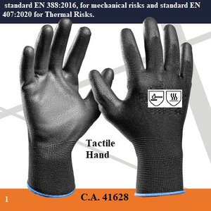 Guantes DE TRABAJO XINGYU con certificado CE, <span class=keywords><strong>PU</strong></span> negro con forro de nailon EN388, seguros para mecánico de jardín, mejora y limpieza del hogar - Product Image 6