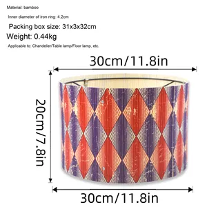 Phong cách hiện đại trong nhà ráp tre dệt Chụp đèn Mặt dây chuyền in trang trí phụ kiện chiếu sáng cho sàn hoặc đèn bàn - Product Image 6