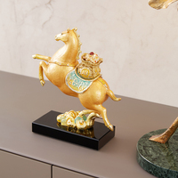 Nouvelle Série RORO - Ornement de Cheval en Métal Doré Art Déco de Luxe avec Base en Cristal, Décoration de Bureau, Peinture Émaillée Faite à la Main