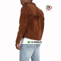 Chaqueta de ante para hombre, chaqueta de cuero de ante a la moda para motorista