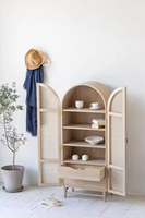 Mobilier organique en bois rustique boho nordique rangement en bois de chêne naturel meubles d'armoire en rotin de salon