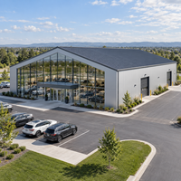Structure Commerciale en Acier ASTM A572 Grade 50 avec Panneaux PIR pour Showroom Automobile et Atelier de Service