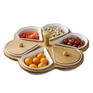 Fábrica cerâmica Armazenamento lanche prato decorativo doces prato divisor placa frutas prato Candy Dish Petal lanche prato