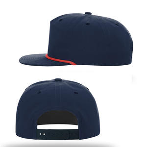 快干尼龙无结构5面板256平檐棒球帽刺绣空白快照爸爸带绳帽子 - Product Image 3