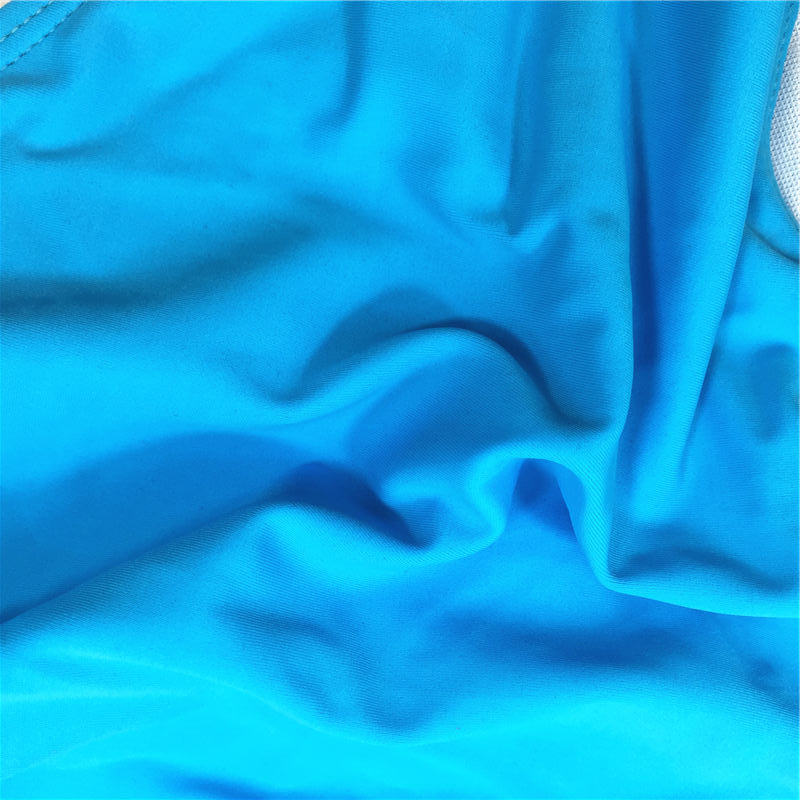 Solid color sky blue swimwear backless swimsuit multi-binding belt sexy one-piece swimwear