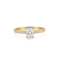 Bague de fiançailles à trois pierres en or massif 14 carats avec diamant de laboratoire taille brillant rond LBR36 de 0,50 carat pour femme, cadeau de mariage