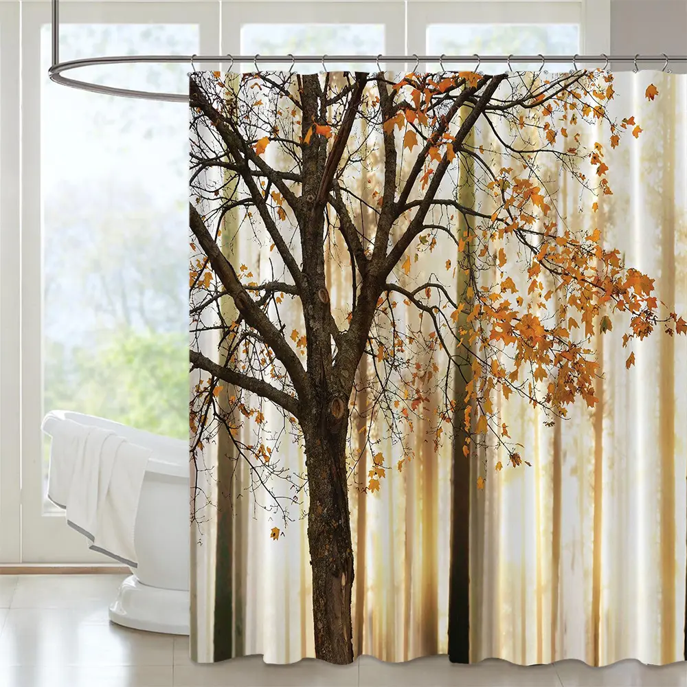 Design Sense Scenery Oil Painting 3D Printing Custom Waterproof Polyester Luxury Shower Curtain Set