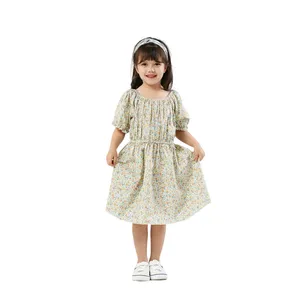 Summer Toddler Girl Cotton Off Shoulder Elegant Floral Dresses For Girls