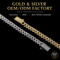 Chaîne cubaine plaquée or 14 carats, entièrement sertie de zircone cubique, longueur personnalisée, collier hip-hop en zircon