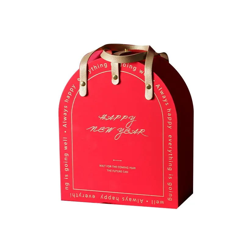 New custom New Year baked nougat cookies portable gift box Snow crisp fruit gift box