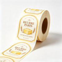 Étiquettes personnalisées découpées à la forme, autocollantes, avec illustration de beurre de boulangerie française et blé, pour l'emballage de pâtisseries et de bocaux alimentaires, impression