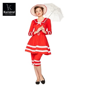 ODM, venta al por mayor, traje de baño femenino rojo de los años 20, traje de baño de dos colores para mujer, disfraces de juego de Cosplay para fiesta de Carnaval de Halloween - Product Image 3