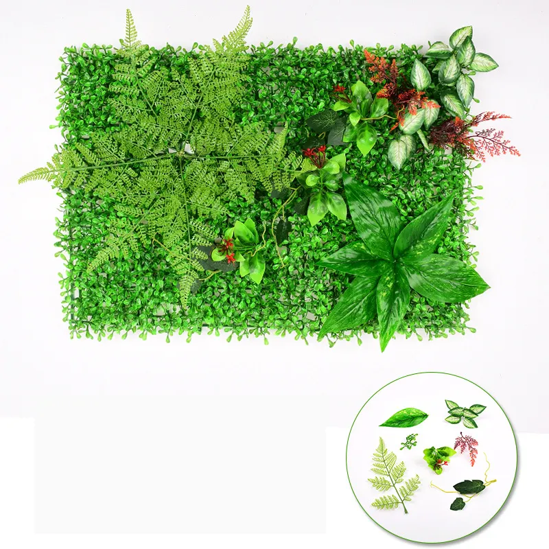 DLL673 الجملة في الهواء الطلق الزخرفية عشب أخضر اصطناعي جدار حديقة الديكور خشب بقس اصطناعي الحصير جدار