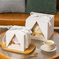 Caja de Cartón Blanca de Lujo para Pastel con Ventana de PET y Cinta, Apta para Pasteles de 4-8 Pulgadas, Perfecta para Regalos de Cumpleaños y Bodas