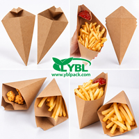 Mini boîte à frites de 4 oz en papier kraft de qualité alimentaire, jetable et résistante à la graisse, pour la restauration rapide